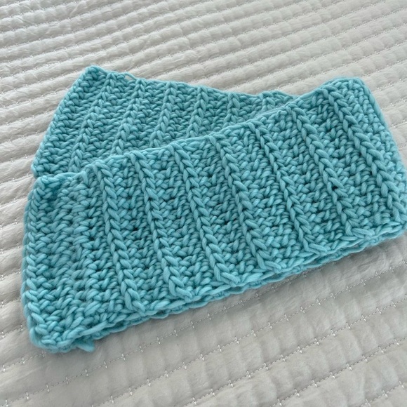 Cozy Blue Crochet Infinity Scarf - Picture 2 of 3